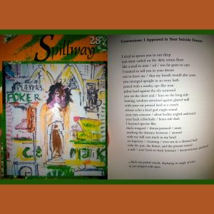 spillway journal issue with open page showing koss poem