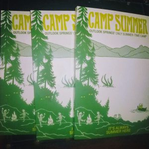 outlook springs journal camp summer issues with green trees and yellow text