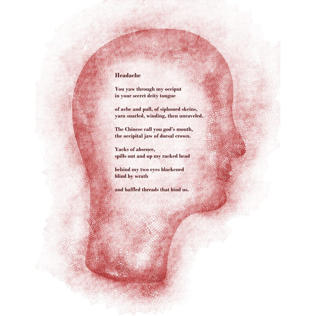 Headache poem graphic version red broadside
