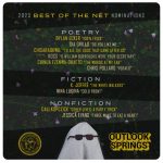Outlook Springs Best of the Net Nominations 2023 promo black background with nominee names, ghost with glasses, and logo