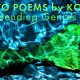 mermaid tail green on blue water with poetry promo text