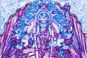 blue and pink purple hindu goddess