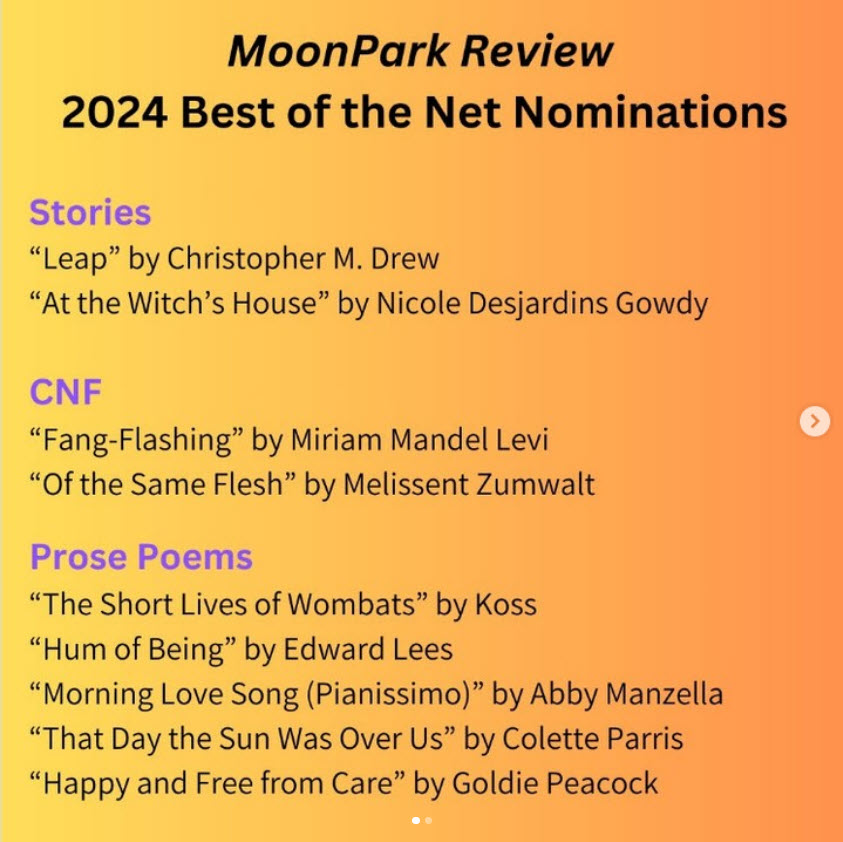 orange background with text for moonpark reviews 2024 best of the net nominees